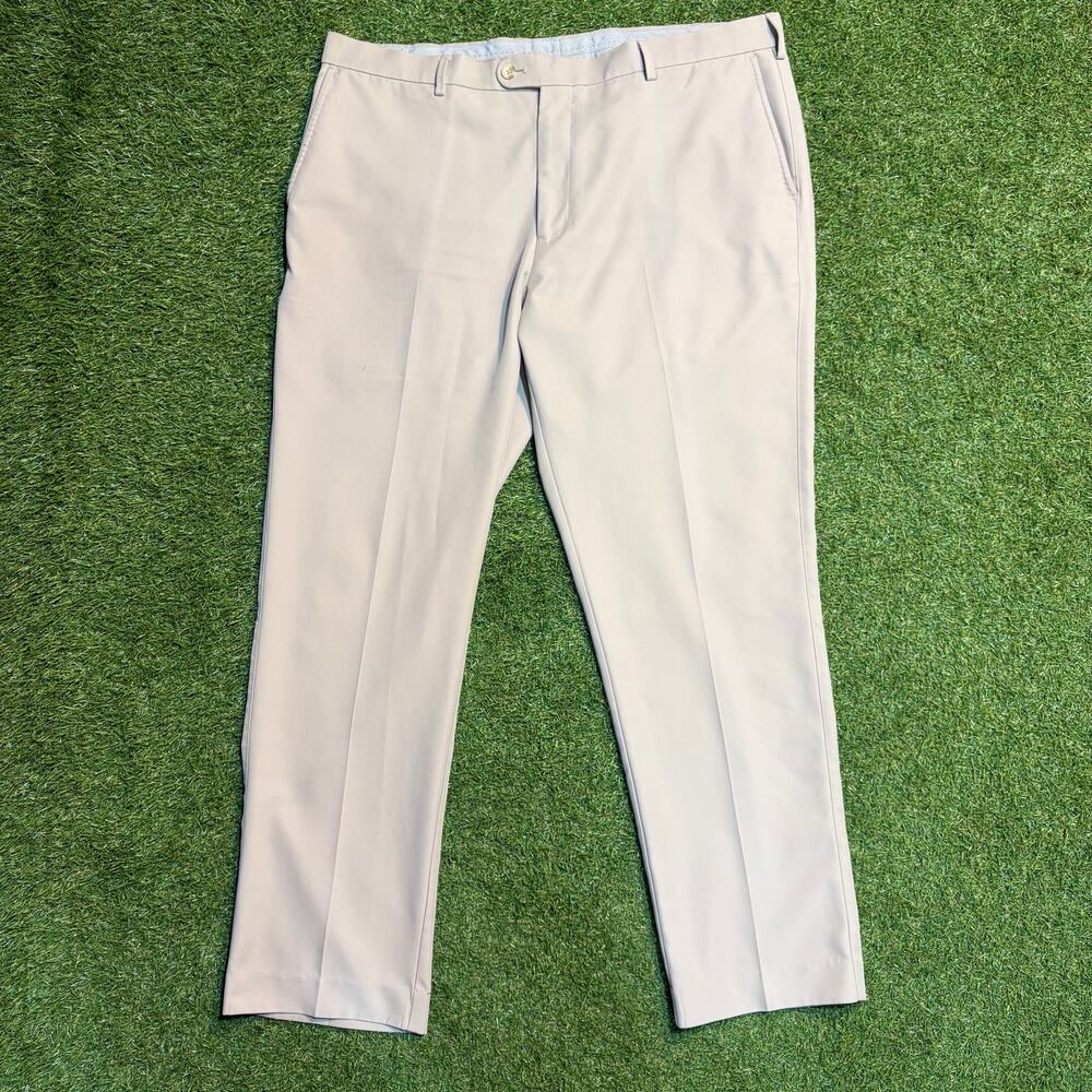 Mens Peter Millar Crown Sport Golf Pants Beige Tan 38x30 Light Performance